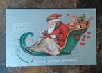 Kerstman in slee oude ansichtkaart reliëf 1909, Verzamelen, Ansichtkaarten | Themakaarten, Ophalen of Verzenden, Voor 1920, Overige thema's