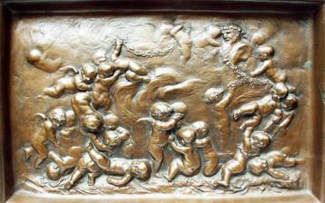 La Rue brons sater met putti 19e. beschikbaar voor biedingen