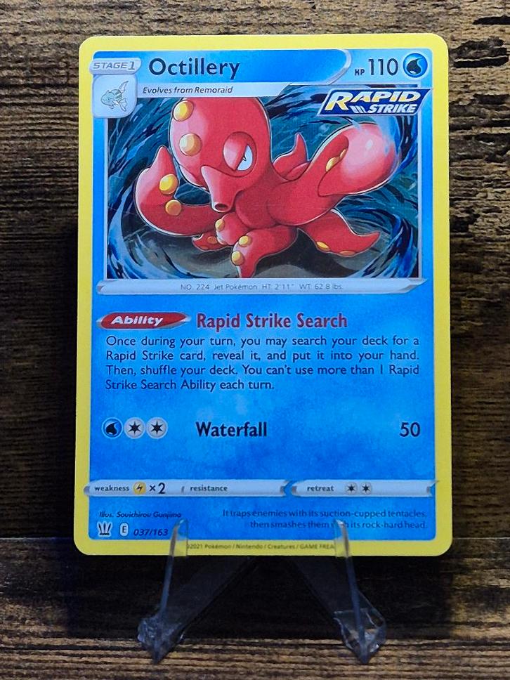 Octillery Holo 037/163 Battle Styles, Hobby en Vrije tijd, Verzamelkaartspellen | Pokémon, Zo goed als nieuw, Foil, Verzenden