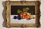 “Stilleven met perziken, druiven en pruimen” Schilderij, Antiek en Kunst, Kunst | Schilderijen | Klassiek, Verzenden