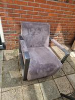 Moderne fauteuil met corduroy bekleding, Ophalen, Gebruikt, 75 tot 100 cm, Metaal