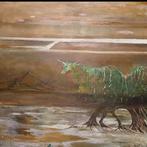 Schilderij van eenhoorn in een droomlandschap, Antiek en Kunst, Kunst | Schilderijen | Klassiek, Ophalen of Verzenden