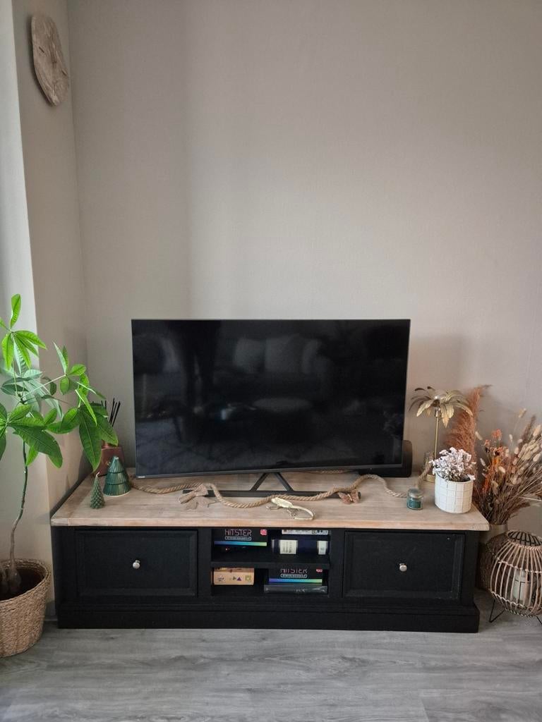 Houten TV Meubel - 160x45 cm, Ophalen, Gebruikt, 150 tot 200 cm, Landelijk