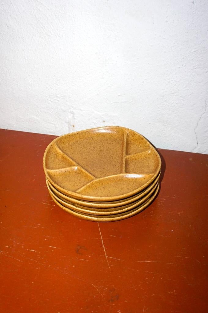 longchamp gres fondueborden * set van 4 * gormetten * 70s, Antiek en Kunst, Ophalen of Verzenden