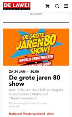2 kaartjes Jaren 80 show  24 jan a.s. De Lawei Drachten., Tickets en Kaartjes, Twee personen, Overige soorten