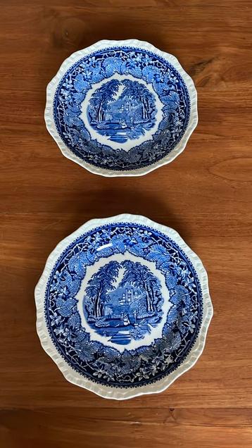 2 Mason’s Vista blauw ontbijtborden beschikbaar voor biedingen