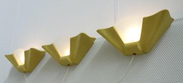 50 jaren 3x AMERIKAANSE wand lampen gips zacht geel matglas beschikbaar voor biedingen