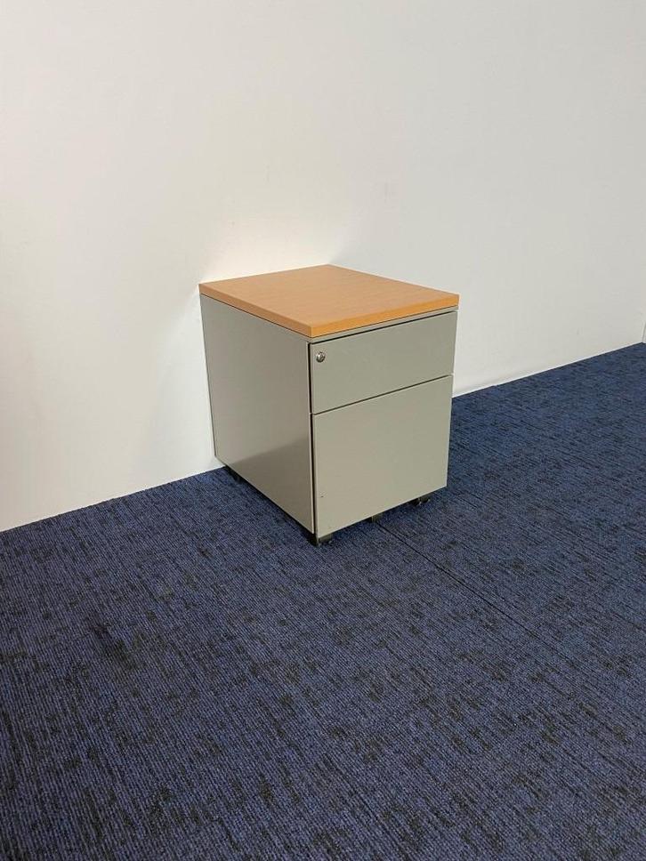 9 x Ladeblok, aluminium, beuken topblad, 1 lade, 1 hangmap, Huis en Inrichting, Kasten | Ladekasten, Gebruikt, Minder dan 100 cm