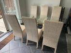 Moderne glazen eettafel met 6 stoelen – 180x90 cm, Ophalen, Gebruikt