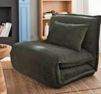 Groene rubfluwelen slaapbank met 1 zitplaats, Ophalen, Gebruikt, 90 cm, Eenpersoons
