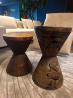 Bijzettafel massief hout diabolo stoer, Minder dan 55 cm, Rond, Nieuw, Ophalen of Verzenden