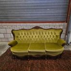 Vintage Barok Bank - Mosgroen Fluweel - Prachtstaat, Huis en Inrichting, Banken | Bankstellen, Barok, 150 tot 200 cm, Driepersoons