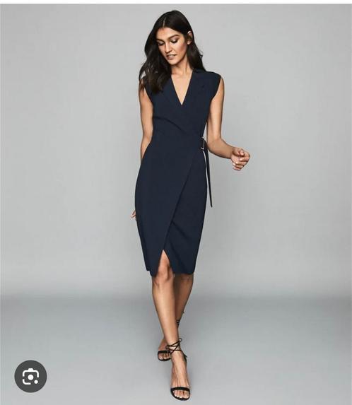 Reiss wrap dress jurk overslag donkerblauw navy L NIEUW, Kleding | Dames, Jurken, Nieuw, Maat 38/40 (M), Blauw, Onder de knie