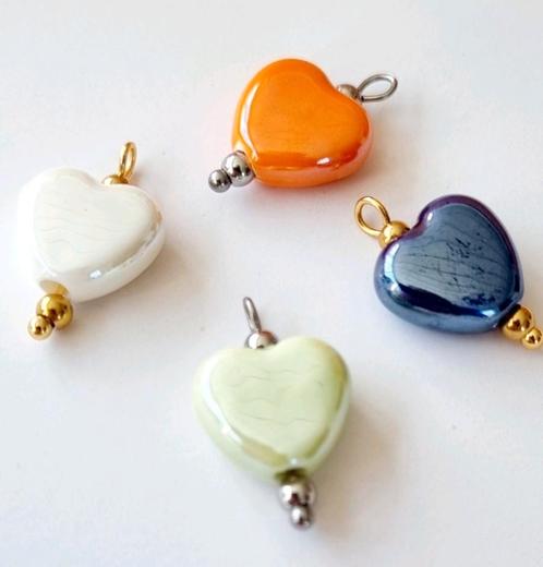 Hangers handgemaakt keramiek hartjes kralen bedels glazuur, Sieraden, Tassen en Uiterlijk, Bedels, Nieuw, Verzenden