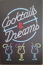 Cocktails and dreams neon stijl reclamebord van metaal, Nieuw, Ophalen of Verzenden