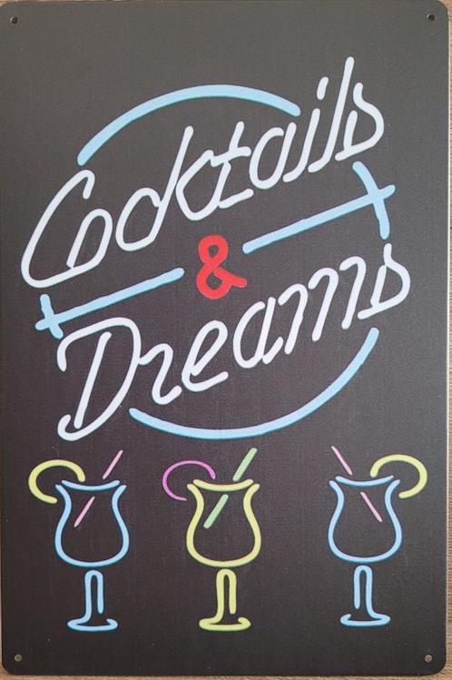 Cocktails and dreams neon stijl reclamebord van metaal, Huis en Inrichting, Woonaccessoires | Wanddecoraties, Nieuw, Ophalen of Verzenden