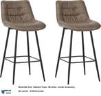 Bar Kruk Elephant Taupe Microfiber Set van 2st : €189,90, Nieuw, Metaal, Grijs, Vijf, Zes of meer stoelen