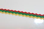 Galon / zigzag band 7mm - Rood groen geel #2463, Ophalen of Verzenden, Nieuw, Lint, Band of Elastiek
