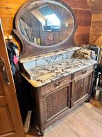 Antieke Franse Kaptafel / Dressoir met Marmer en Spiegel, Antiek en Kunst, Ophalen