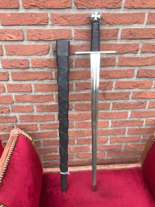 prachtig kruisridderzwaard, incl leren schede, Verzamelen, Militaria | Algemeen, Zwaard of Sabel, Ophalen of Verzenden