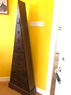 Unieke Houten Ladenkast - Bijzondere pyramide Vorm, Huis en Inrichting, Ophalen, Minder dan 50 cm, Gebruikt, Met lade(s)