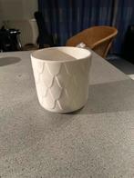Witte Bloempot met Motief, Tuin en Terras, Bloempotten, Rond, Binnen, Ophalen of Verzenden, Zo goed als nieuw