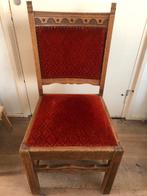 Antieke Eiken Eetkamerstoelen met Rode Velours Bekleding (4), Ophalen of Verzenden
