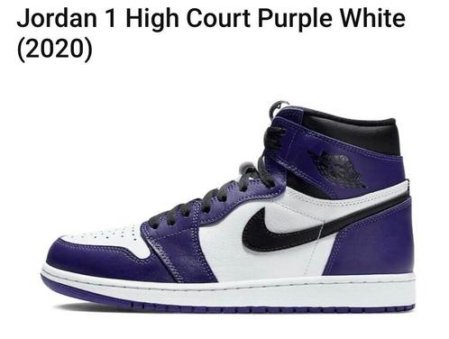 Air Jordan 1 High Court Purple 2020 - size 40,5, Kleding | Heren, Schoenen, Zo goed als nieuw, Sneakers of Gympen, Overige kleuren
