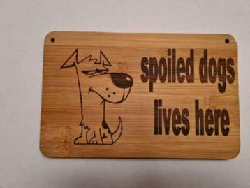 uniek waarschuwingsbord:spoiled dogs lives here beschikbaar voor biedingen