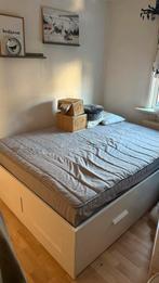 Tweepersoonsbed 160x200 met lades, Ophalen, Gebruikt, Wit, Tweepersoons