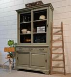 Vintage/Brocante groene schoolkast, Landelijke buffetkast, 200 cm of meer, Ophalen of Verzenden, 25 tot 50 cm, Met deur(en)