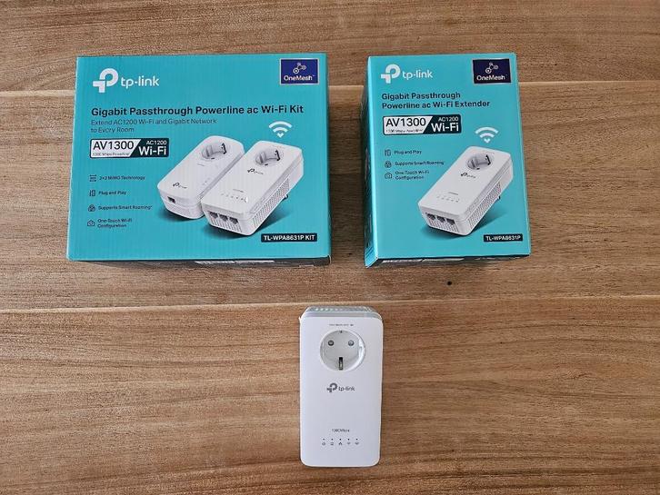 TP-Link TL-WPA8631P Kit WiFi AV1300 + 2 extra Wifi extender, Computers en Software, Powerlines, Zo goed als nieuw, Ophalen of Verzenden