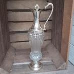 Italiaanse glazen karaf met verzilverde details, jaren '50., Antiek en Kunst, Antiek | Glas en Kristal, Ophalen of Verzenden