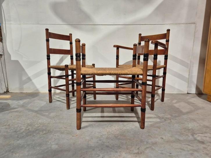 Jac levee art deco set van 2 stoelen en kruk, Antiek en Kunst, Antiek | Meubels | Stoelen en Banken, Ophalen