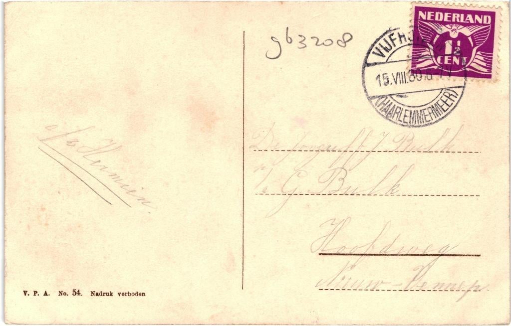 963208 Haarlem Den Hout 1930 Gelopen met postzegel, Verzamelen, Ansichtkaarten | Nederland, Ophalen of Verzenden, 1920 tot 1940