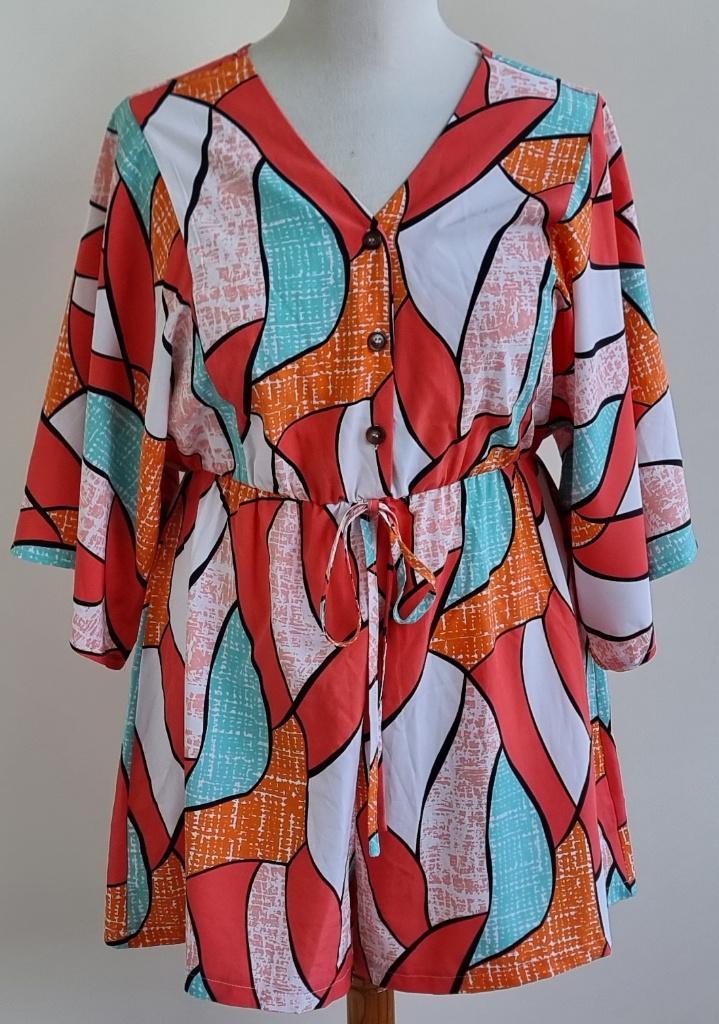 Shein wit/oranje playsuit mt. 40/42 (L), Kleding | Dames, Jumpsuits, Zo goed als nieuw, Maat 38/40 (M), Oranje, Ophalen of Verzenden