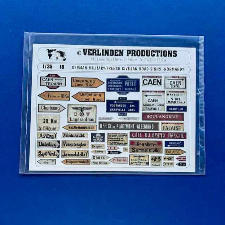 Verlinden	18	German military/french road signs normandy 1/35, Hobby en Vrije tijd, Modelbouw | Figuren en Diorama's, Nieuw, 1:35 tot 1:50