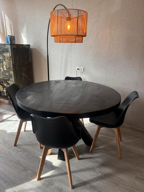 Eetkamerset: Tafel en 4 Stoelen, Huis en Inrichting, Tafels | Eettafels, Gebruikt, 100 tot 150 cm, Vier personen, Rond, Eikenhout