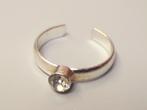 Teenring zilverkleurig - stras steentje (5005), Sieraden, Tassen en Uiterlijk, Ringen, Nieuw, Dame, Zilver, Met strass