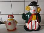 2 Porseleinen clown spaarpotten, Ophalen of Verzenden, Zo goed als nieuw, Steen, Aardewerk of Keramiek, Overige thema's