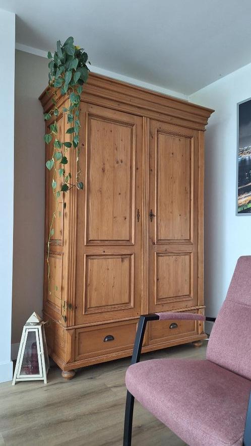 Houten linnenkast, Huis en Inrichting, Kasten | Kledingkasten, Gebruikt, 150 tot 200 cm, 200 cm of meer, 50 tot 75 cm, Met lade(s)