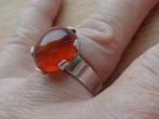 zilveren ring met barnsteen [652], Sieraden, Tassen en Uiterlijk, Ringen, 18 tot 19, Verzenden, Zo goed als nieuw, Met edelsteen