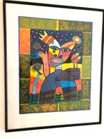 Clemens Briels grote ingelijste zeefdruk  (Dos Gardenias...), Antiek en Kunst, Ophalen of Verzenden