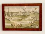 Antieke prent haven Rotterdam, ingelijst. 35 x 24 cm, Verzenden