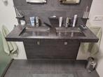 Natuurstenen design wasttafel met RVS kranen, Huis en Inrichting, Ophalen, Gebruikt, 100 tot 150 cm, Minder dan 100 cm