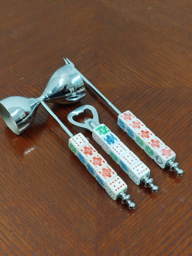 Vintage jaren50-’60 MCM dobbelstenen barset voor mancave/bar, Ophalen of Verzenden, Huis en Inrichting