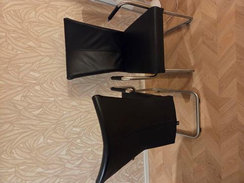 HVS eetkamerstoelen zwart leer 6 stuks, Huis en Inrichting, Stoelen, Zo goed als nieuw, Vijf, Zes of meer stoelen, Leer, Zwart