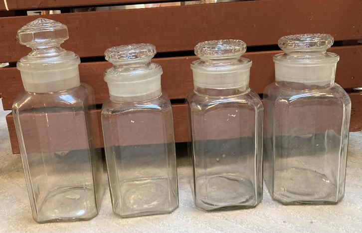 Brocante oude glazen stopflessen - snoeppotten, Antiek en Kunst, Curiosa en Brocante, Ophalen of Verzenden