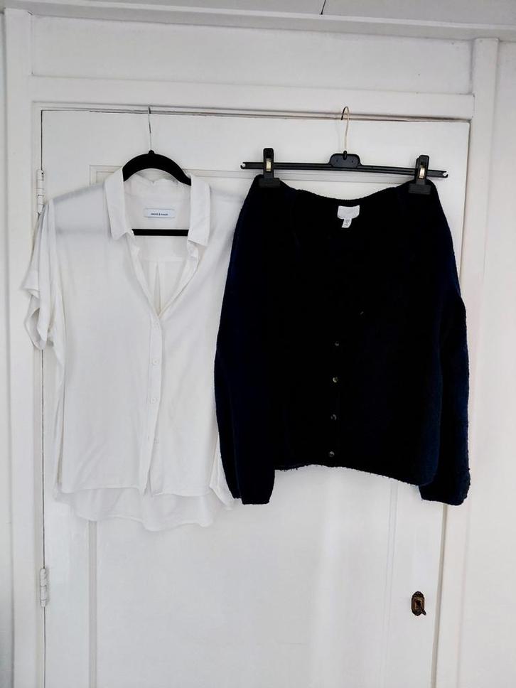 2delig SET samsoe samsoe blouse & bijpassend vest L, Kleding | Dames, Blouses en Tunieken, Zo goed als nieuw, Maat 38/40 (M), Blauw