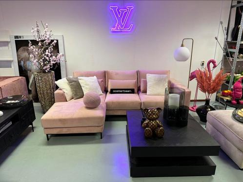 Luxe Velvet Loungebank Anna 170x260cm Roze NIEUW Quartz700, Huis en Inrichting, Banken | Bankstellen, Nieuw, Hoekbank, Driepersoons